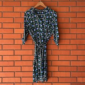 TOMMY HILFIGER  Women's Dress Black Blue Belted Dress Size 14